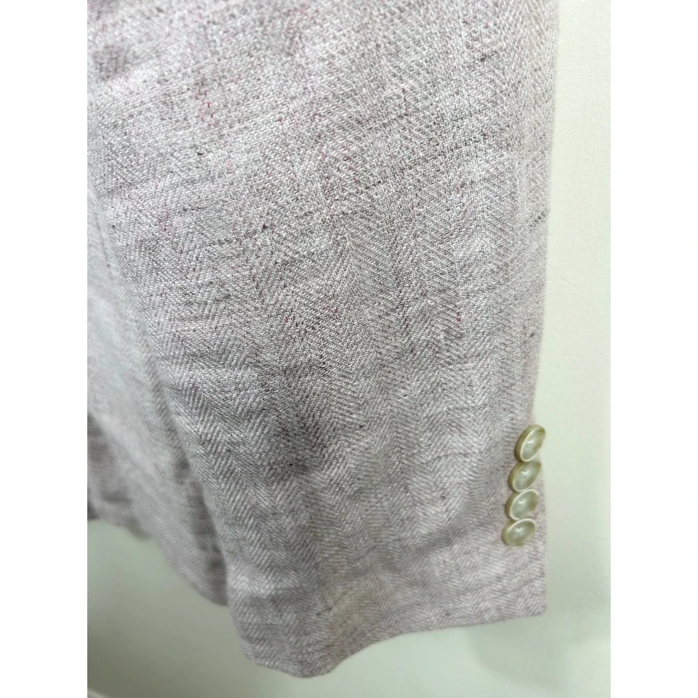 Tallia Sport Coat Men 46R Pink Linen Blazer Watercolor Lining Dapper Preppy Luxe